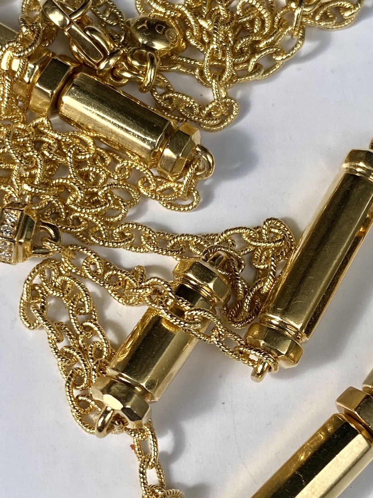 David Yurman 18k Gold Diamond Barrels Lexington Necklace 36” 31g Brand New NWT