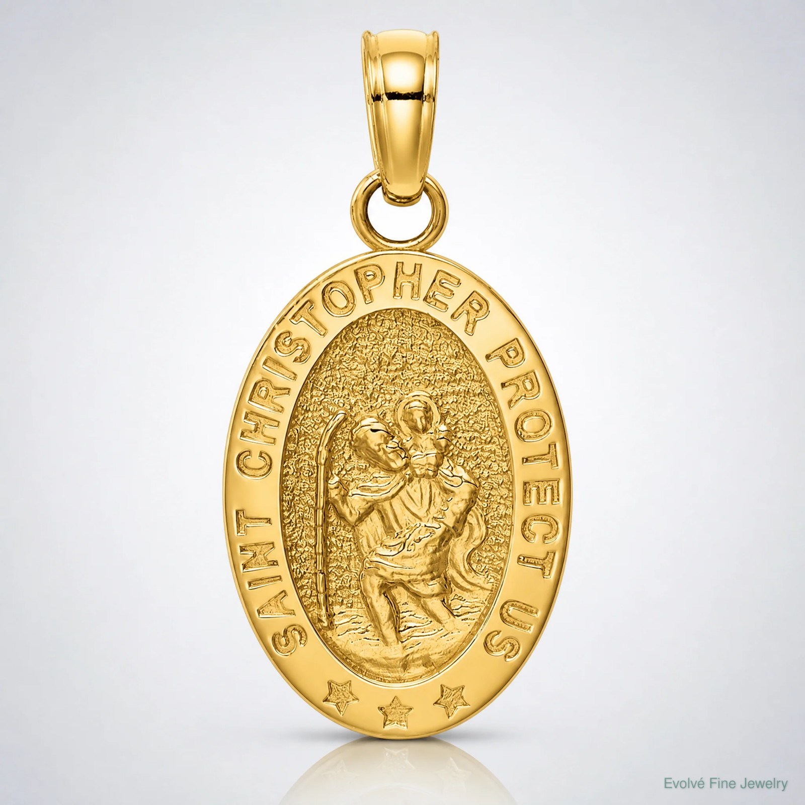 10K / 14K Yellow Gold Saint Christopher Medal Pendant