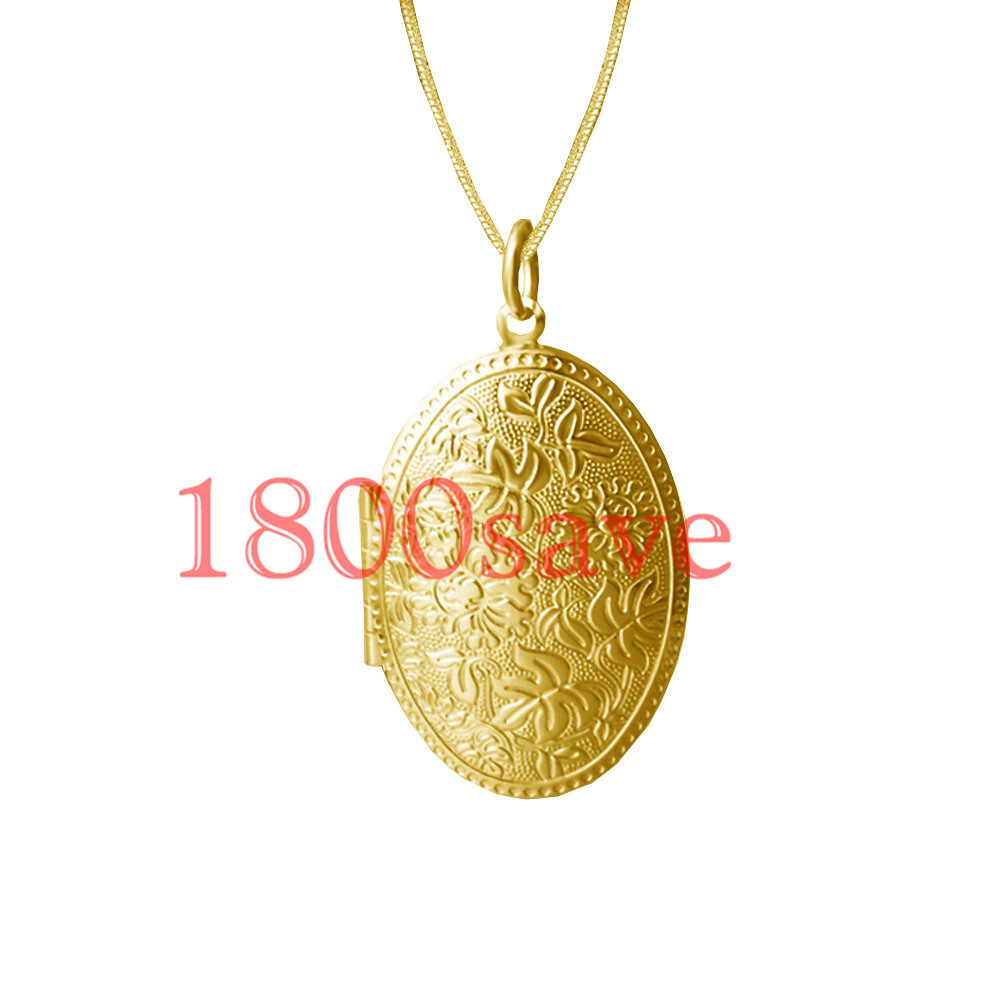18K Yellow Gold Filled Open Picture Locket Pendant W/ Snake Chain Necklace D540G