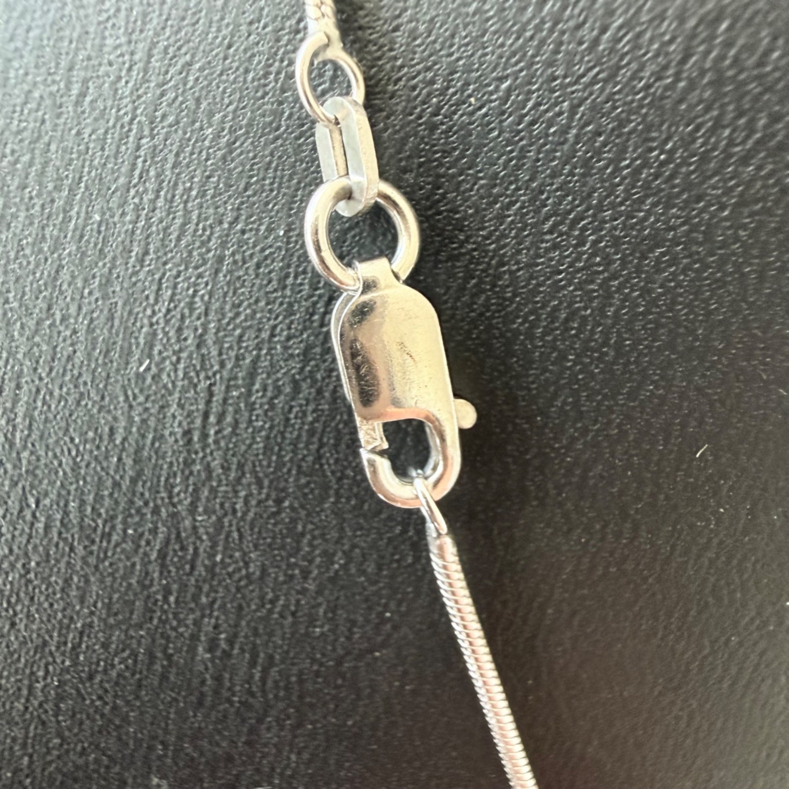 Sterling Silver Snake Chain Necklace Geometric Pendant Square Gemstones Chain