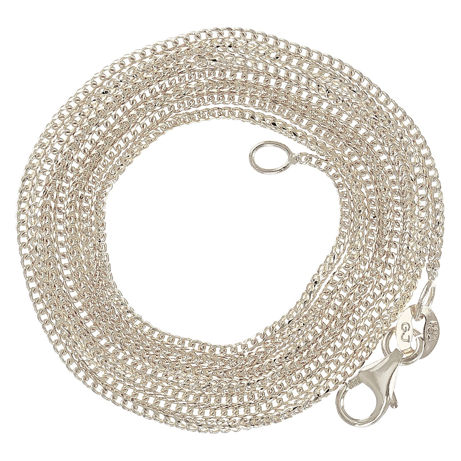 Italian 14k White Gold Solid Diamond Cut Franco Chain Necklace 24″ 1mm 3.4 grams