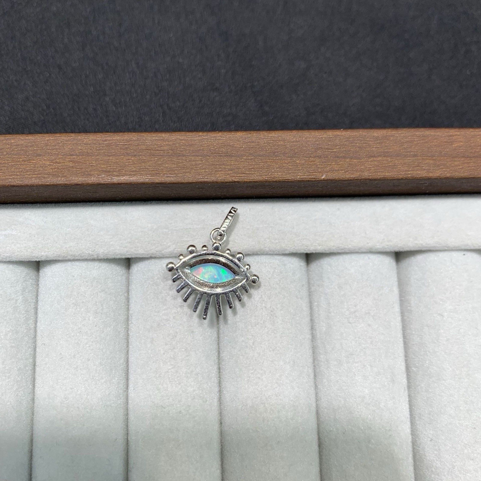 Australian 925 Sterling Silver Opal Sunburst Evil Eye Pendant