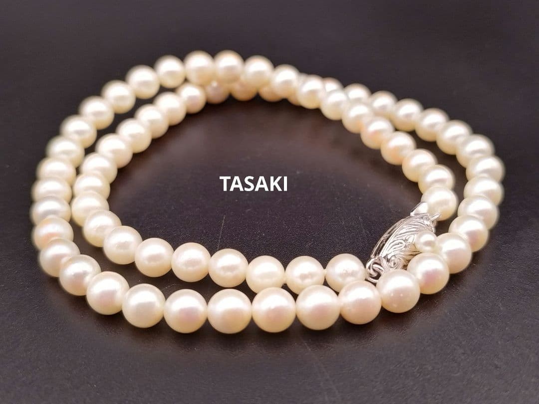 TASAKI Akoya Pearl Strand Necklace 6.0-6.4mm 44cm Silver 24.5g Japan