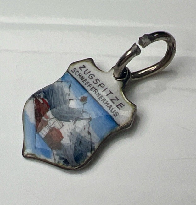 925 Sterling Silver Pendant Crest Zugspitze Schneefernerhaus Germany Enamel