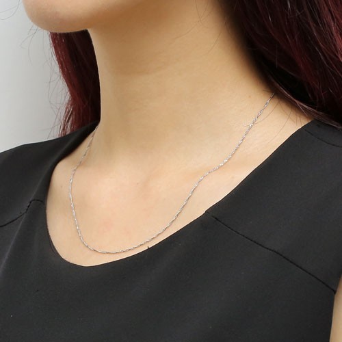 Pt999 Solid Platinum 0.9mm Singapore Chain Necklace 17.75″ Japan Mint HallMark