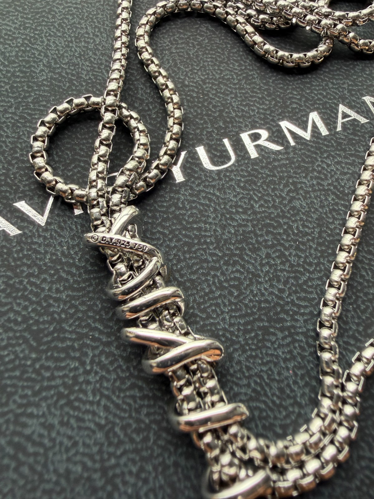 David Yurman Helena Y Necklace–Sterling Silver, 18K Yellow Gold, and Diamond 3mm