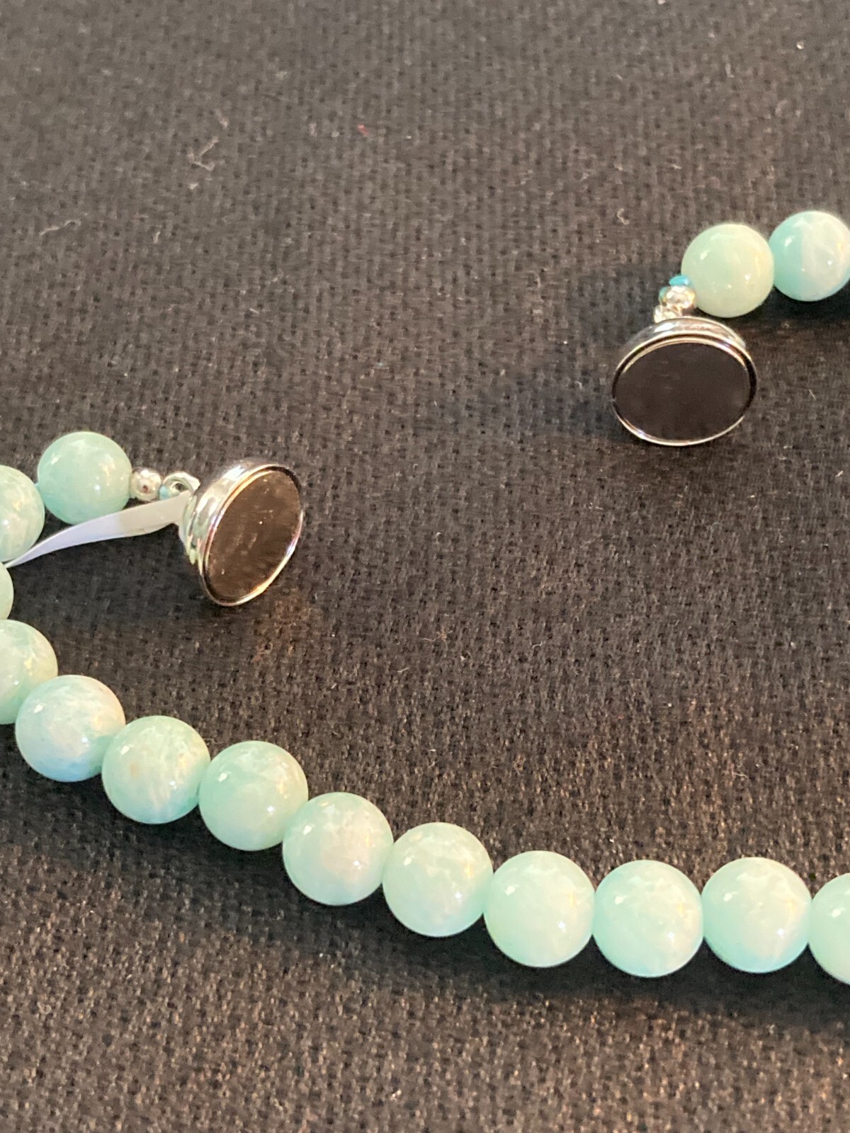 18″ Russian Amazonite Beaded Necklace .925 Sterling Silver Magnetic Clasp 188ctw