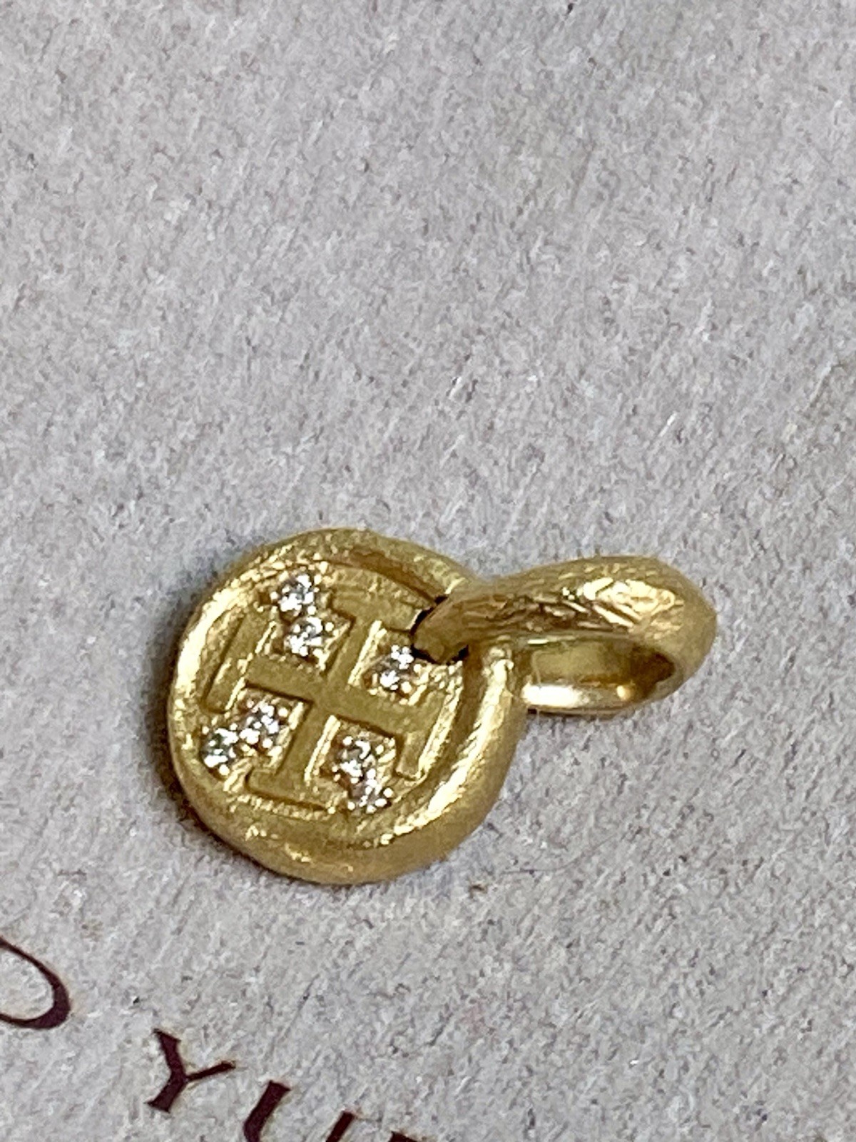 David Yurman 18K Yellow Cognac Gold Diamond Shipwreck Pendant Pouch