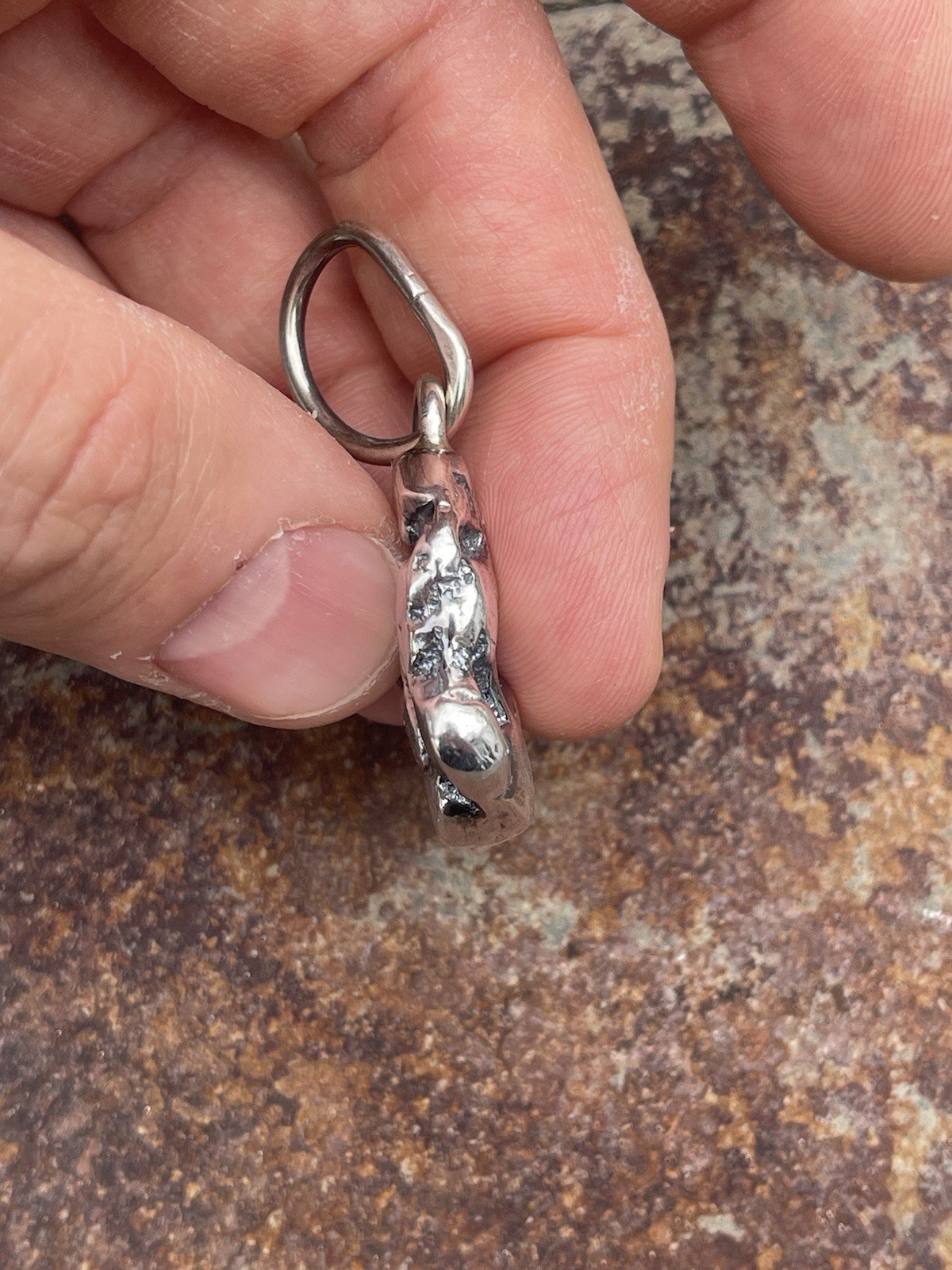 Men’s .925 SOLID Sterling Silver “Silver Nugget” Pendant. Weighs 29.6 Grams.