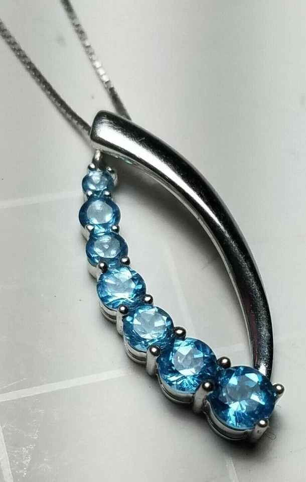 2Ct Round Lab-Created Blue Topaz Women’s Stylish Pendant 14K White Gold Plated