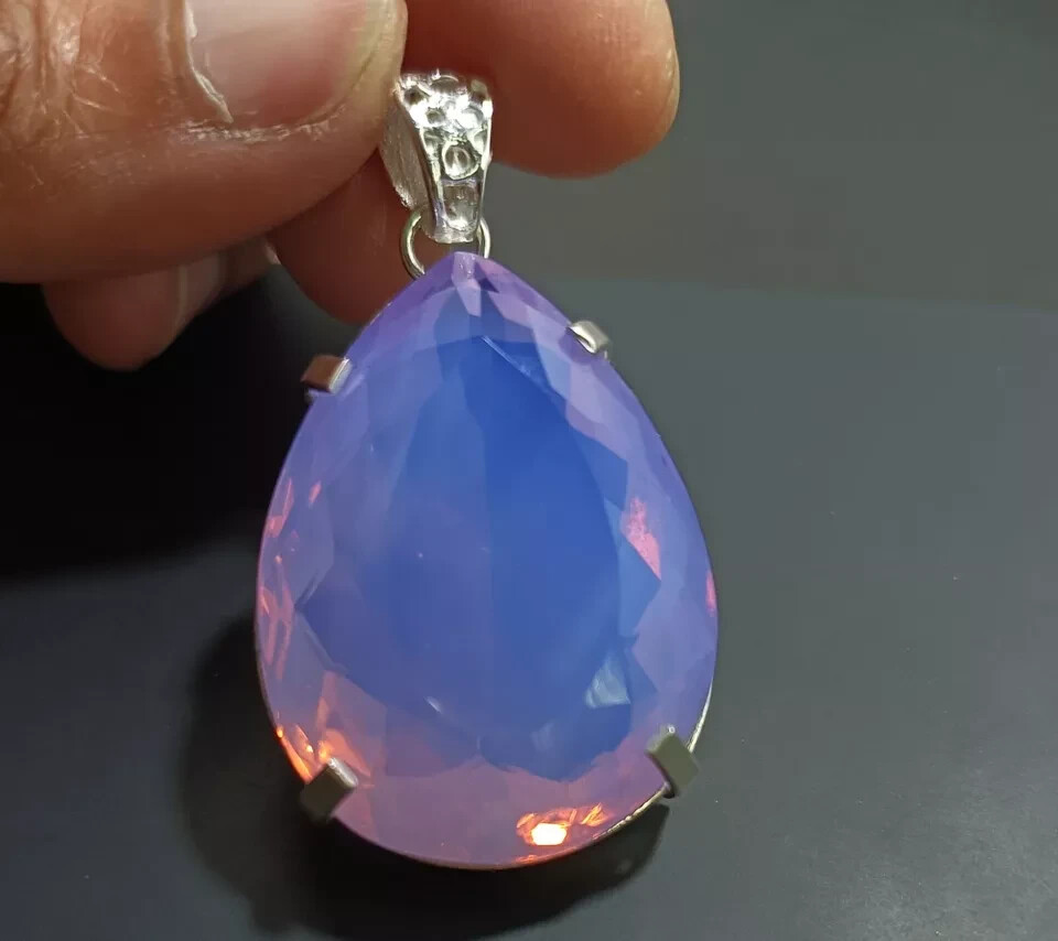 Certified 90 Ct+ Natural Opal 925 Solid Silver Pear Pendant Loose Gemstone