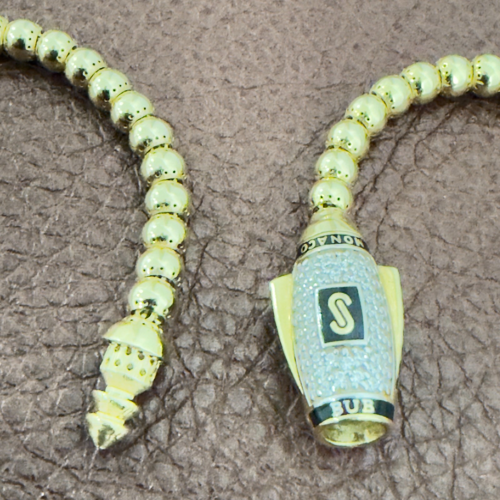 Monaco Chain BUB Pave Lock Necklace 14K Gold 3.8mm 22 inch Swarovski Mens
