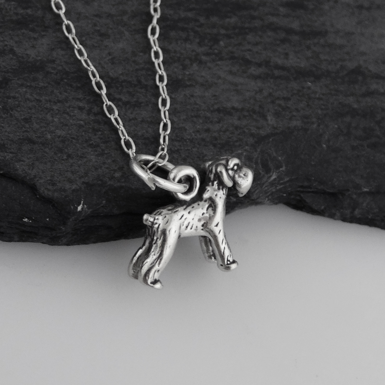 Tiny Schnauzer Dog Charm Necklace – 925 Sterling Silver – German Miniature Gift