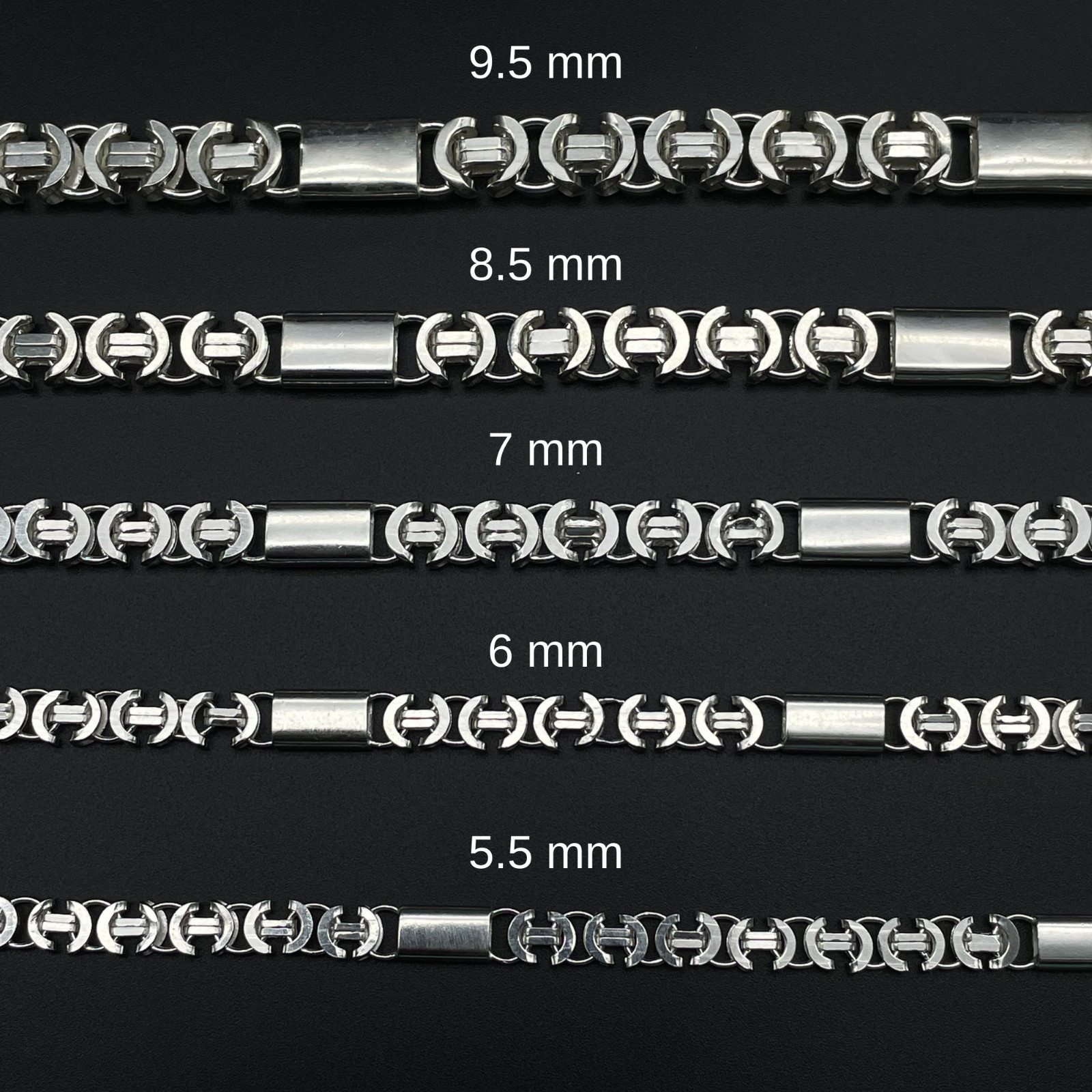 925 Sterling Silver Flat Euro Byzantine Chain Necklace&Bracelet Solid Bali King