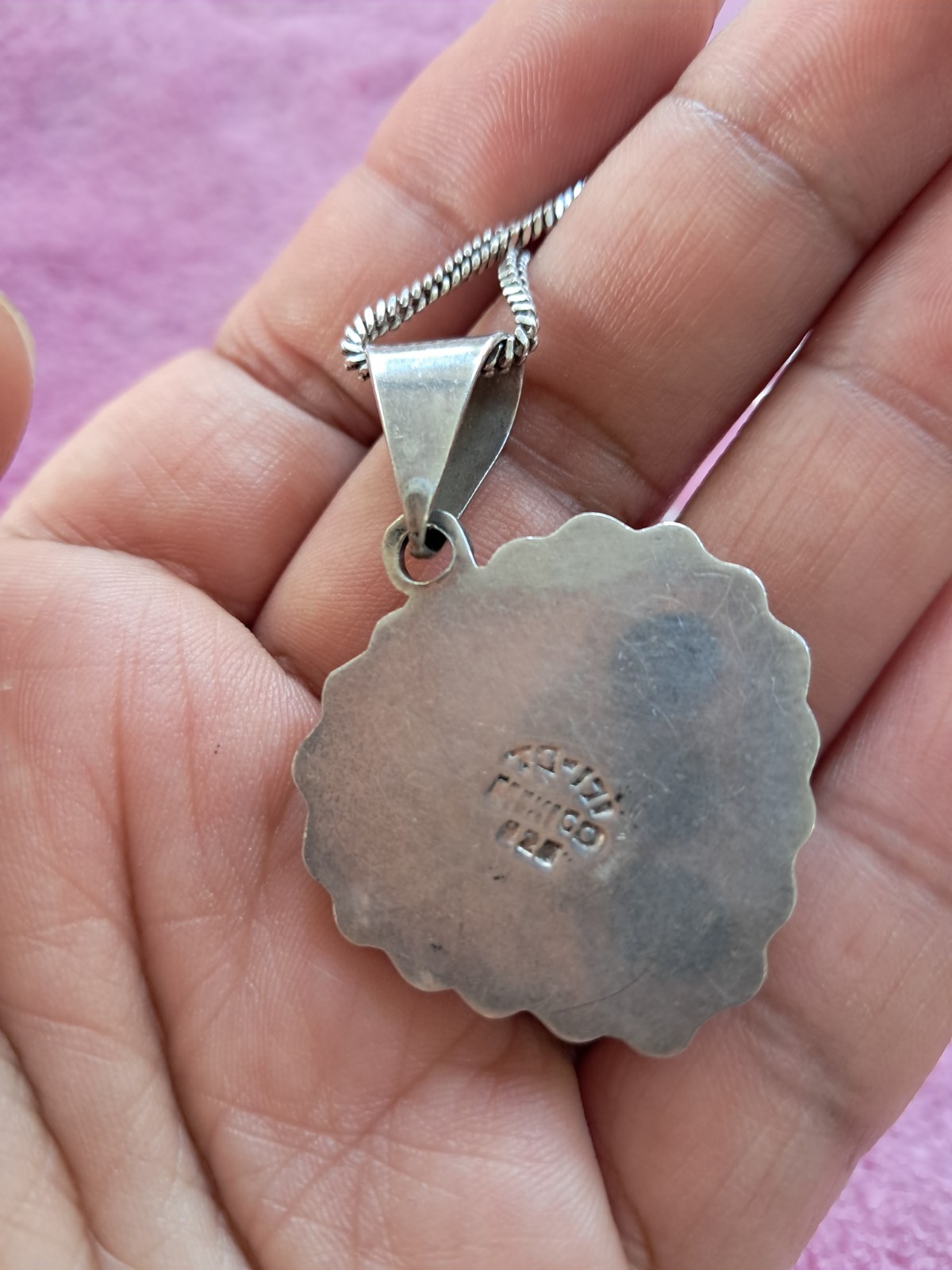 925 silver chain with heart pendant, made in Mexico, 11.5 inches.