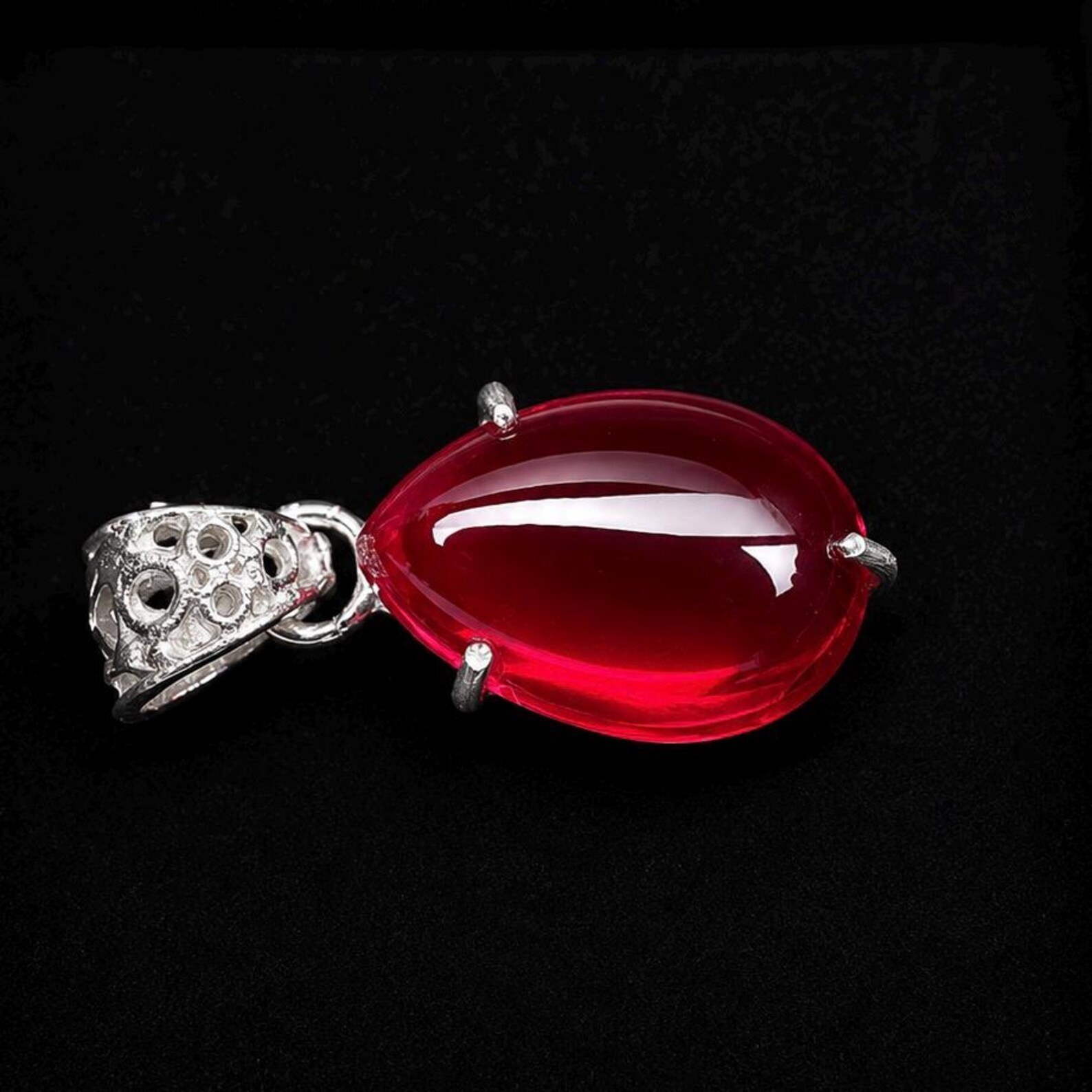 Natural Certified Red “Ruby Pendant 925 Sterling Silver Pear Cut Loose Gemstone