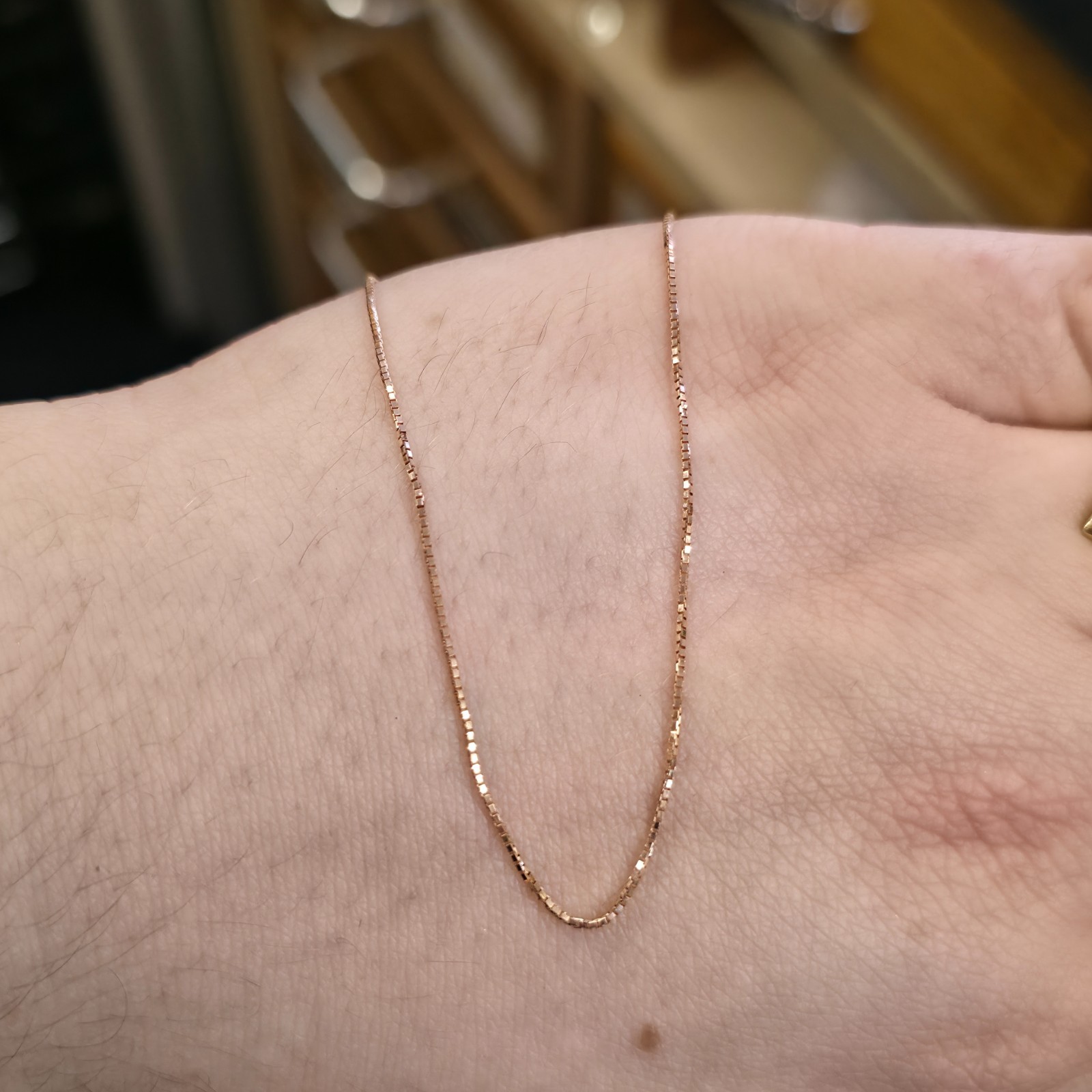 18ct Rose Gold Venetian Box Chain Necklace 16 Inch / 40cm