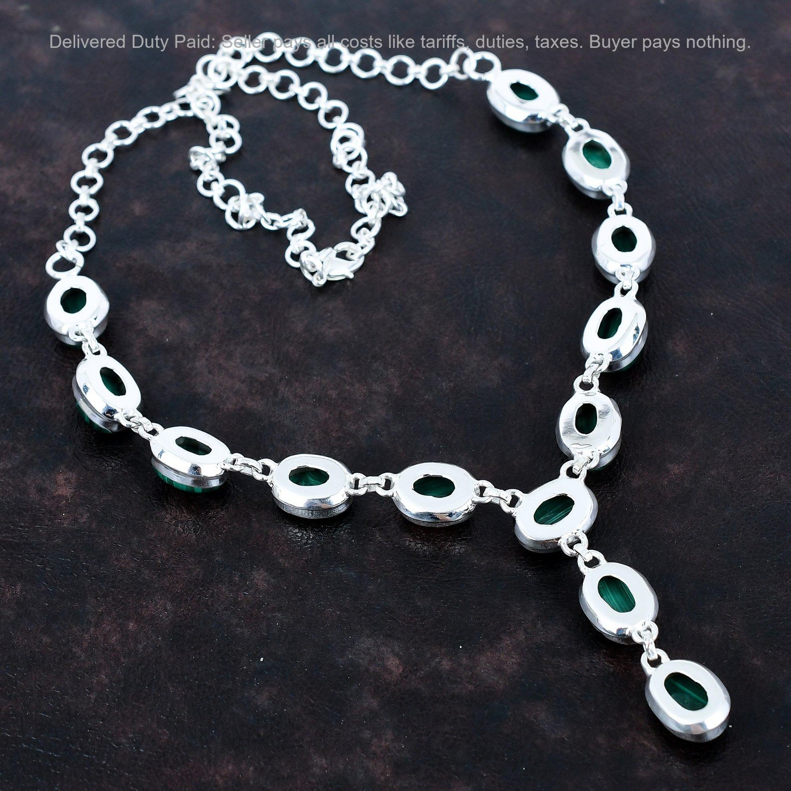 Valentines Deal Oval Malachite Gemstone 925 Silver Mother Chain Necklace Jewelry