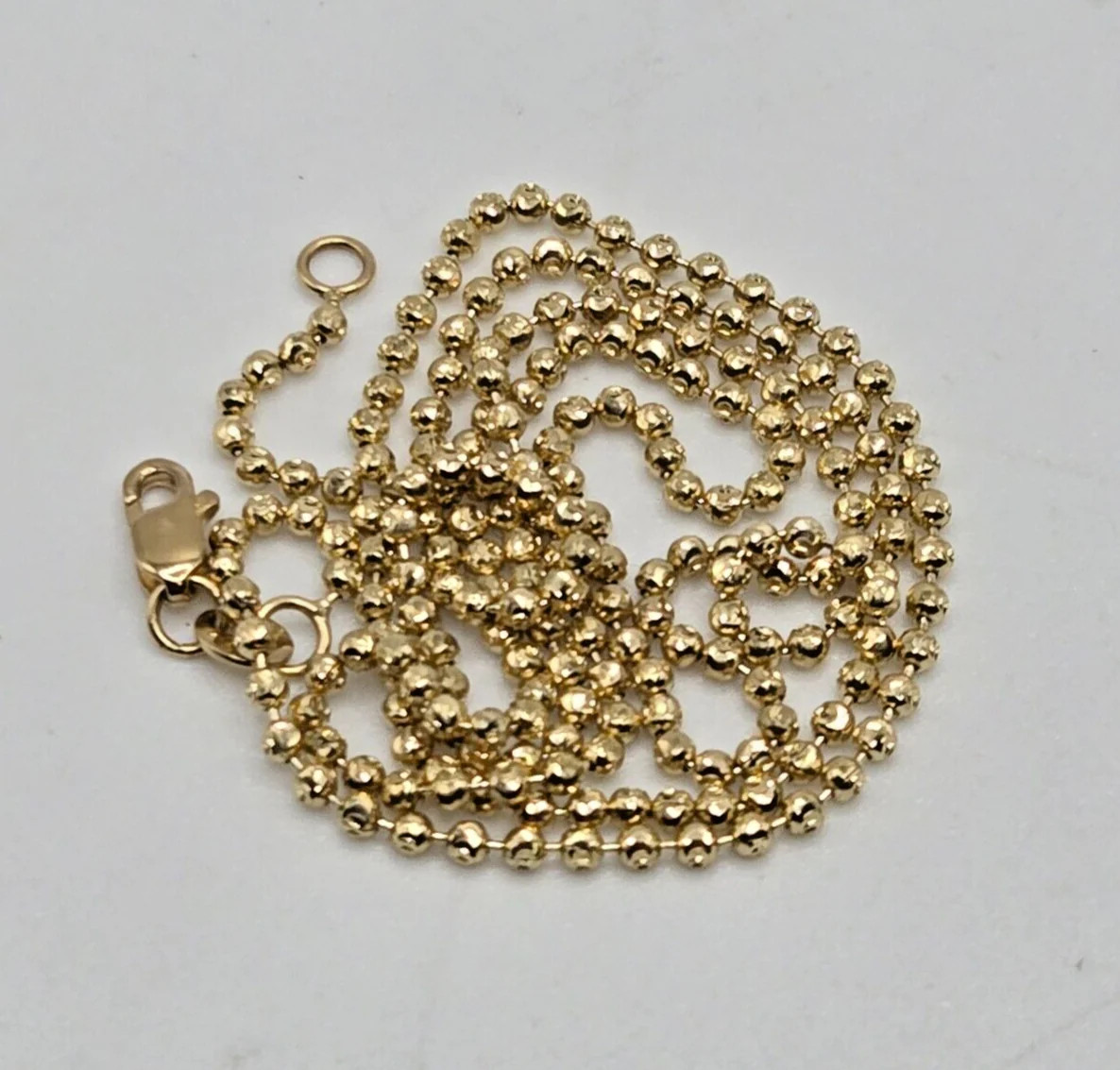 10K Yellow Gold Thin Ball Chain 20.0 inches long x 1.7 mm Lobster Clasp