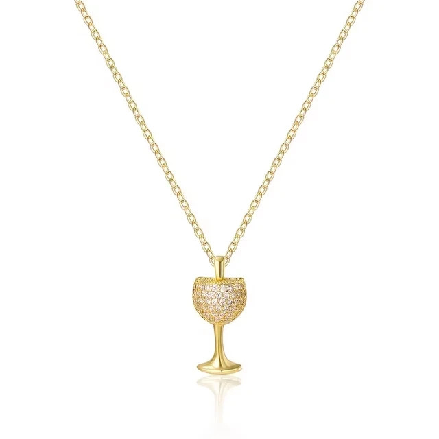 1.00Ct Round Cut Lab Created Diamond Glass Shape Pendant 14k Yellow Gold Plated