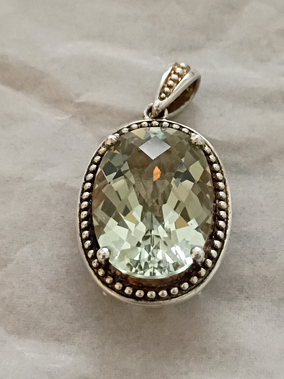 Reversible Prasiolite Diamond Sterling Silver 925 Pendant Michelle Albala
