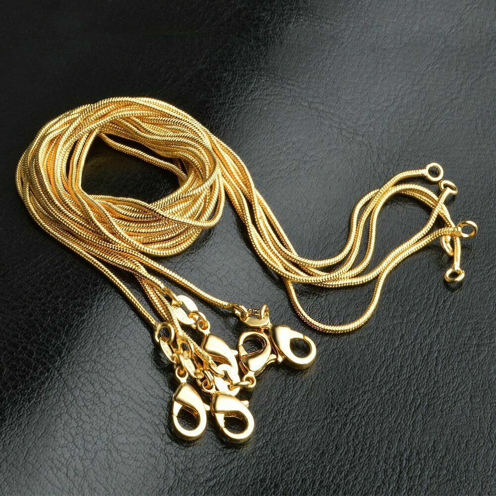 Genuine 18K Gold Filled Classic Italian Snake Chain Necklace 16/18/20/22~38 inch