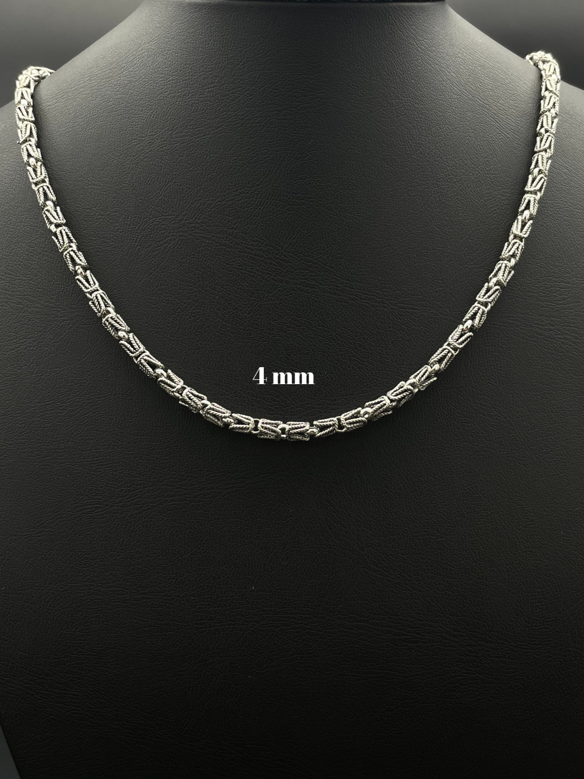 925 Sterling Silver King Byzantine Oxidized Chain Necklace, Handmade Bali Chain