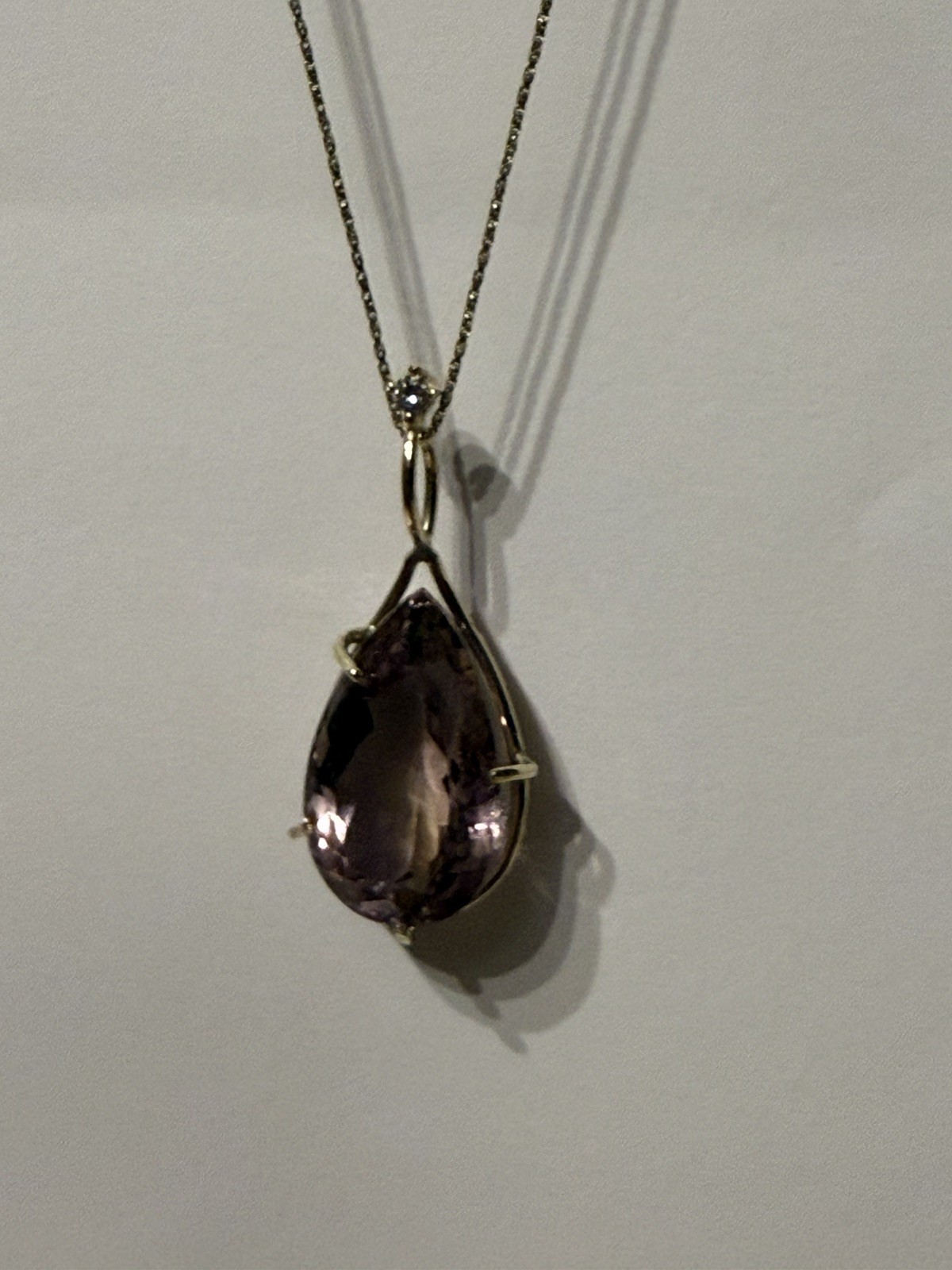 14k Yellow Gold 21.42 Carats bicolor Ametrine and diamond Pendant