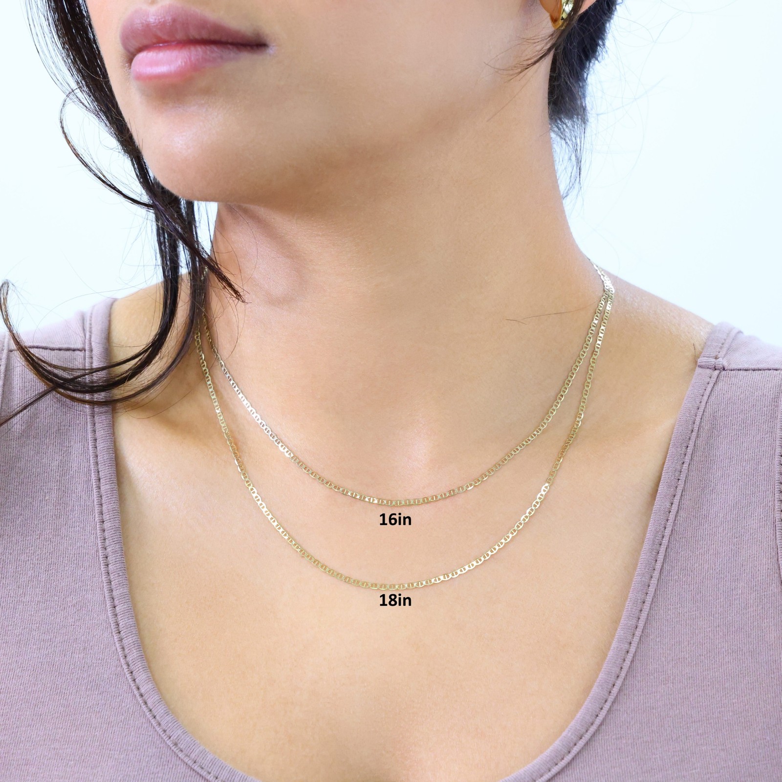 10K Yellow Gold Solid Womens 2mm Mariner Anchor LInk Chain Pendant Necklace 16″