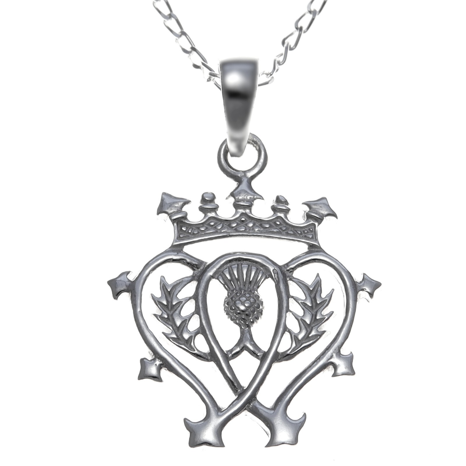 Sterling silver Scottish Luckenbooth pendant necklace with 18″ silver chain