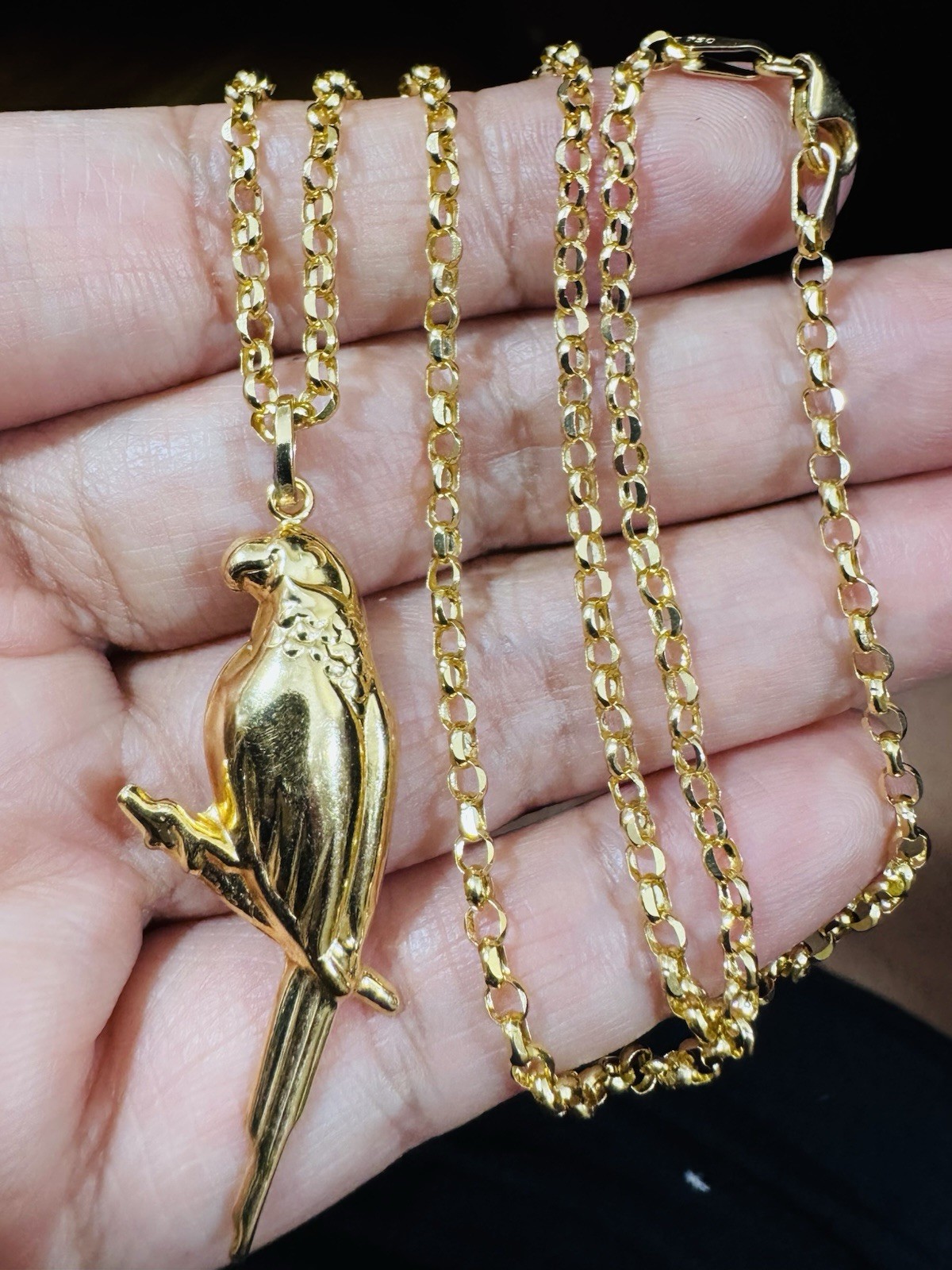 Solid 18K 750 Real Dubai Fine Gold Eagle Bird Set Necklace 18” long 3mm 5.9g