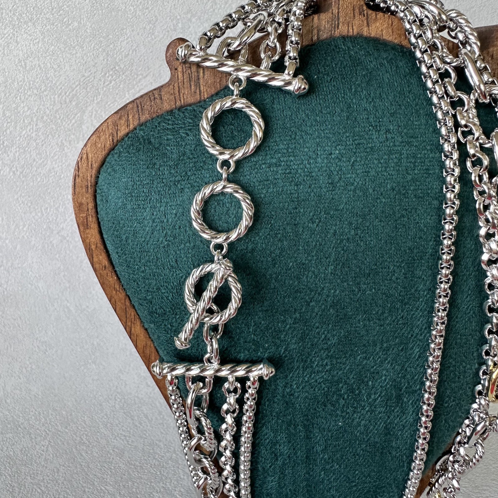 DAVID YURMAN 4 Row Multi Chain Necklace 29mm Sterling Silver & 18K Gold 19″