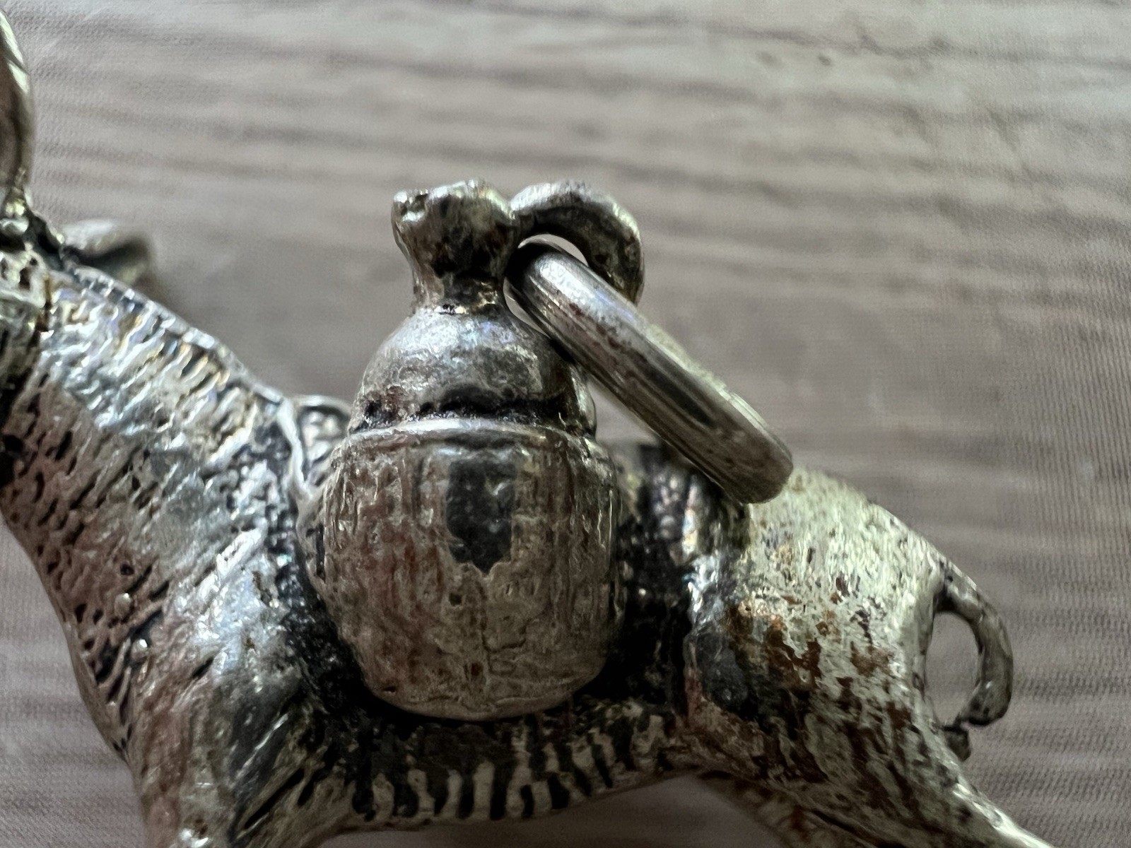 Donkey Burro Charm Pendant Silver Tone Pack Mule Figural Travel Souvenir Vintage