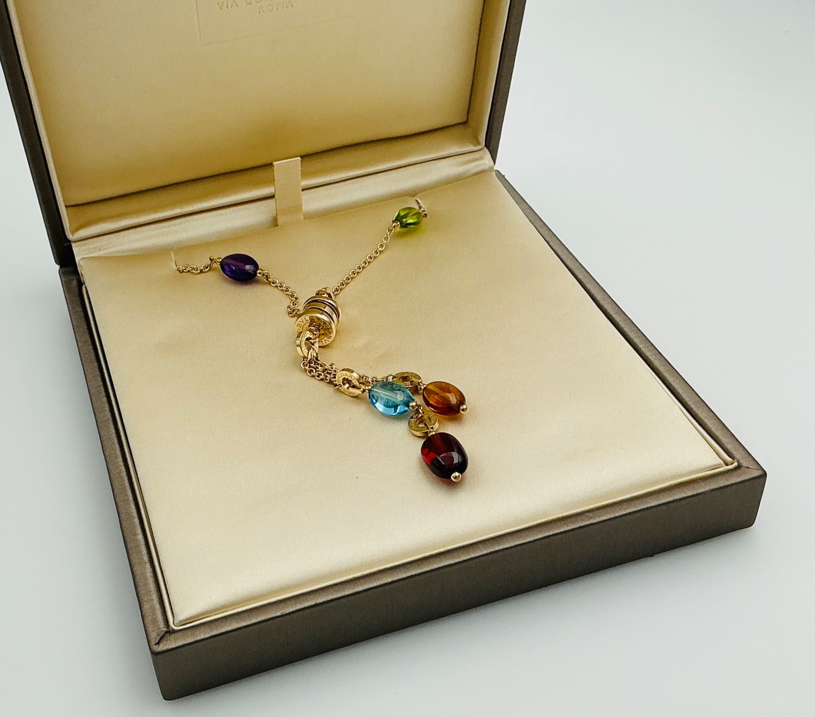 BVLGARI B.ZERO1 18K Yellow Gold Element Multistone Multi Necklace & Box Bulgari