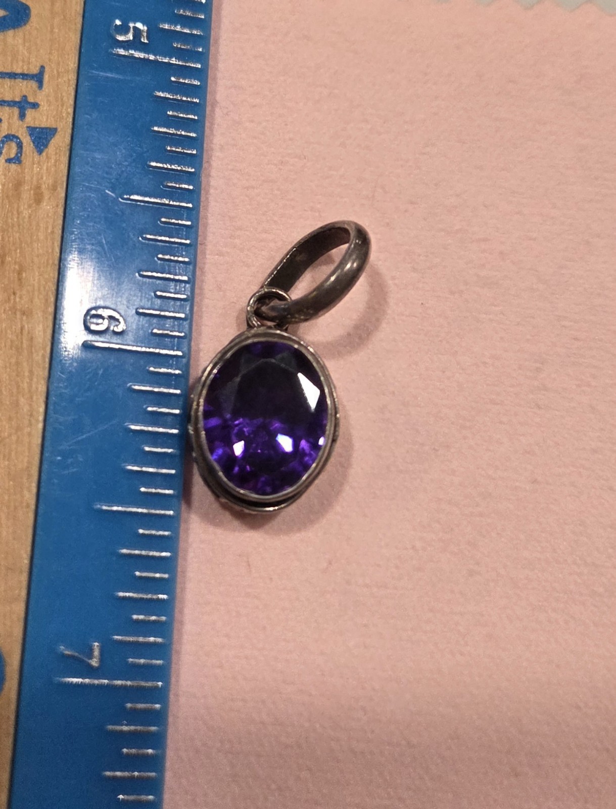 Sterling Silver And Purple Gemstone Pendant Marked 925