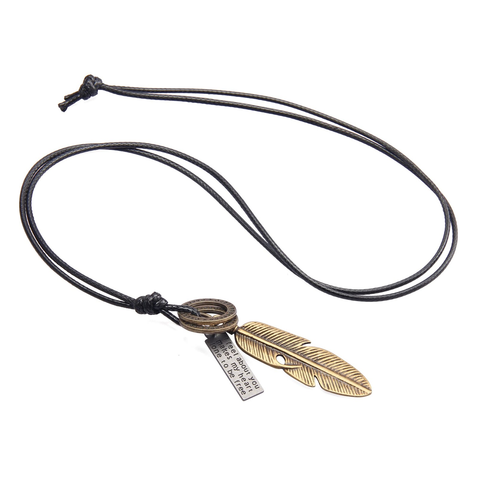 Leather Necklace for Women Boho Feather Choker Necklaces Mens Leather Necklace B