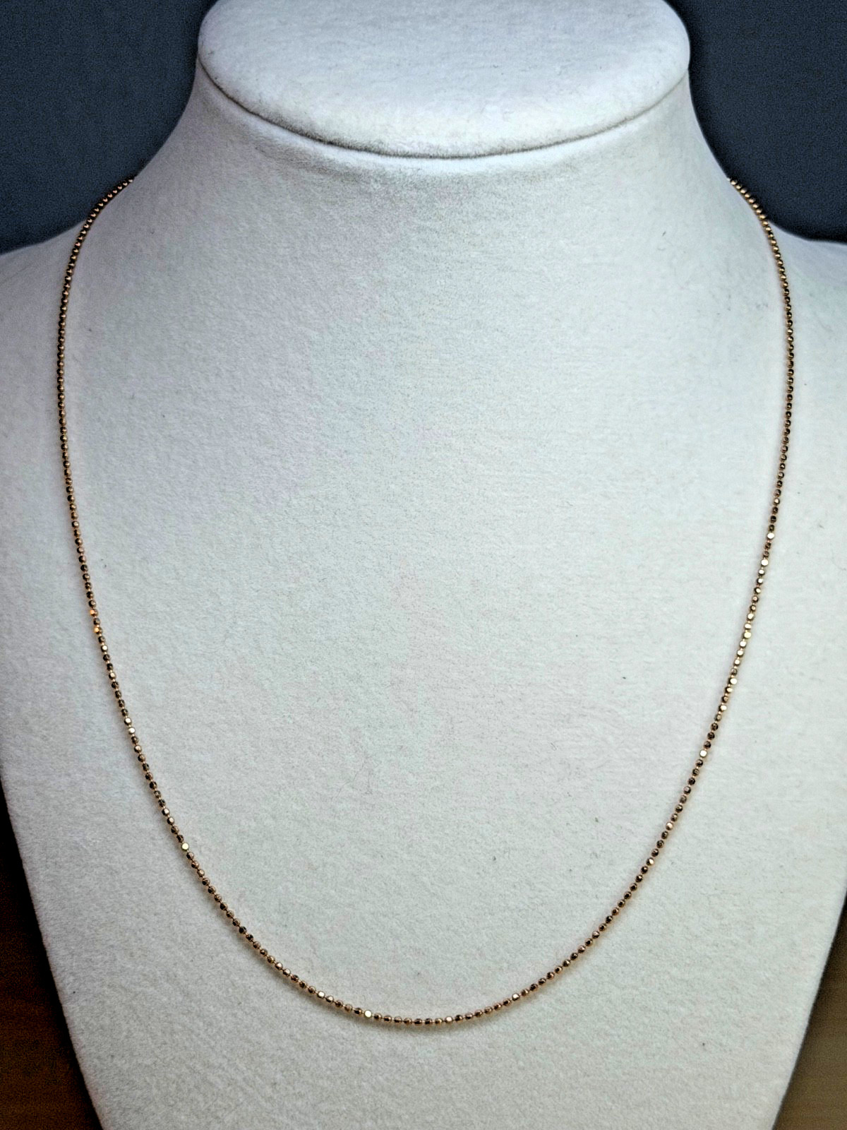 MILOR Italy 14k Yellow Gold Petite 1mm Faceted Ball Bead Chain Necklace 18 Inch