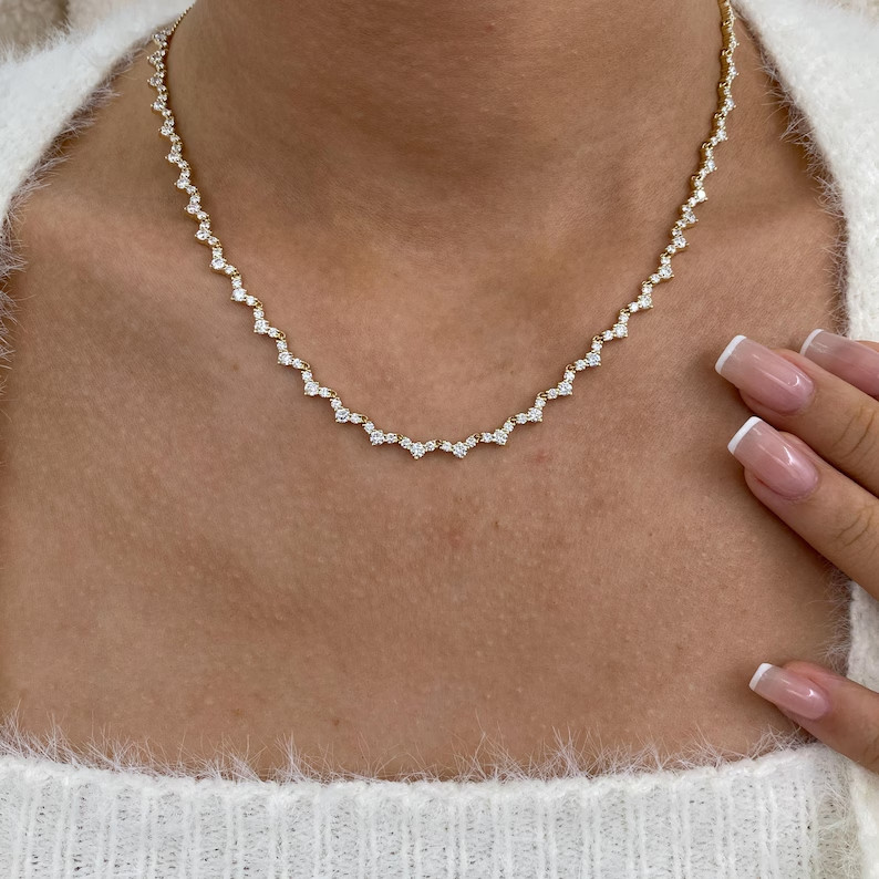UGL Certified Necklace For New Year ! Round Natural Diamond In 14k Yellow Gold