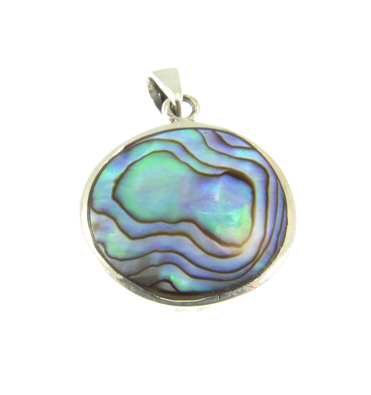 Solid 925 Sterling Silver Hummingbird Flower Pendant w/ Abalone Paua Shell