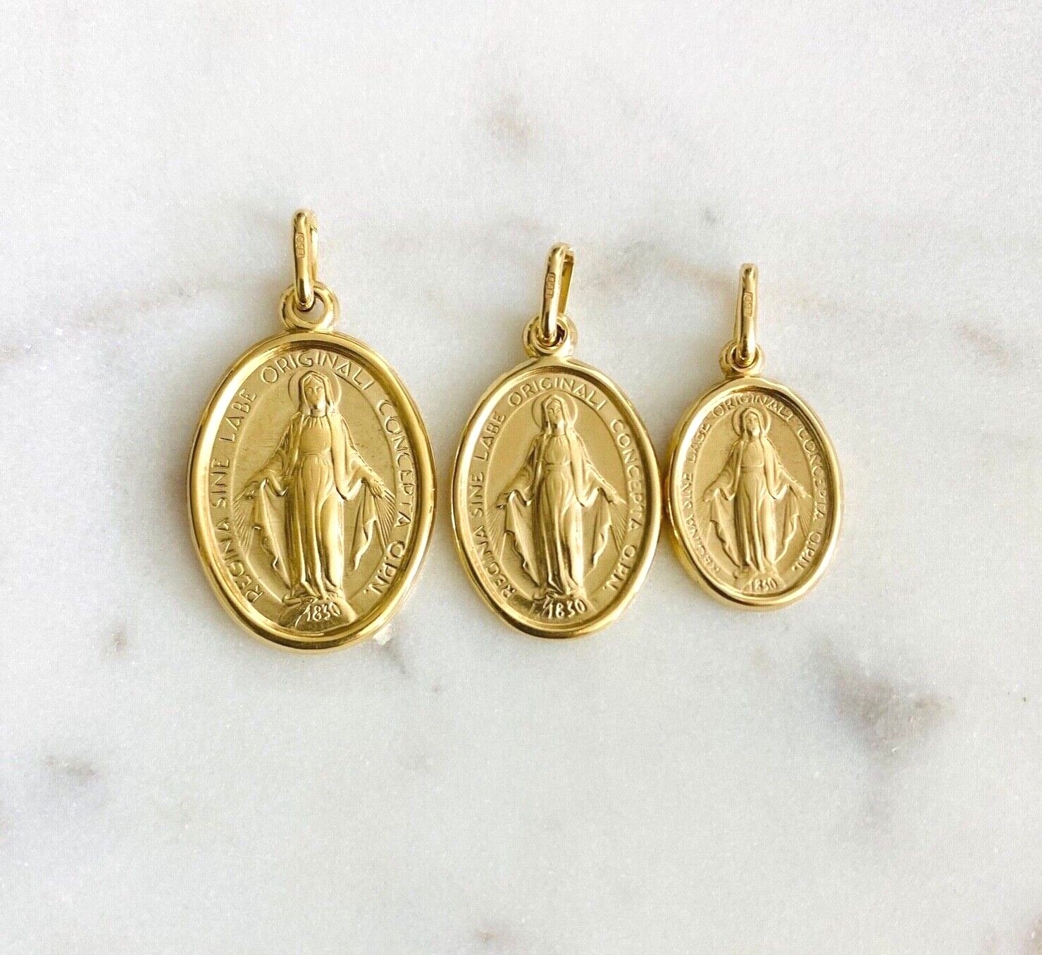 14K GOLD MIRACULOUS VIRGIN MARY MEDAL, 14K REAL GOLD MIRACULOUS PENDANT- 14KM
