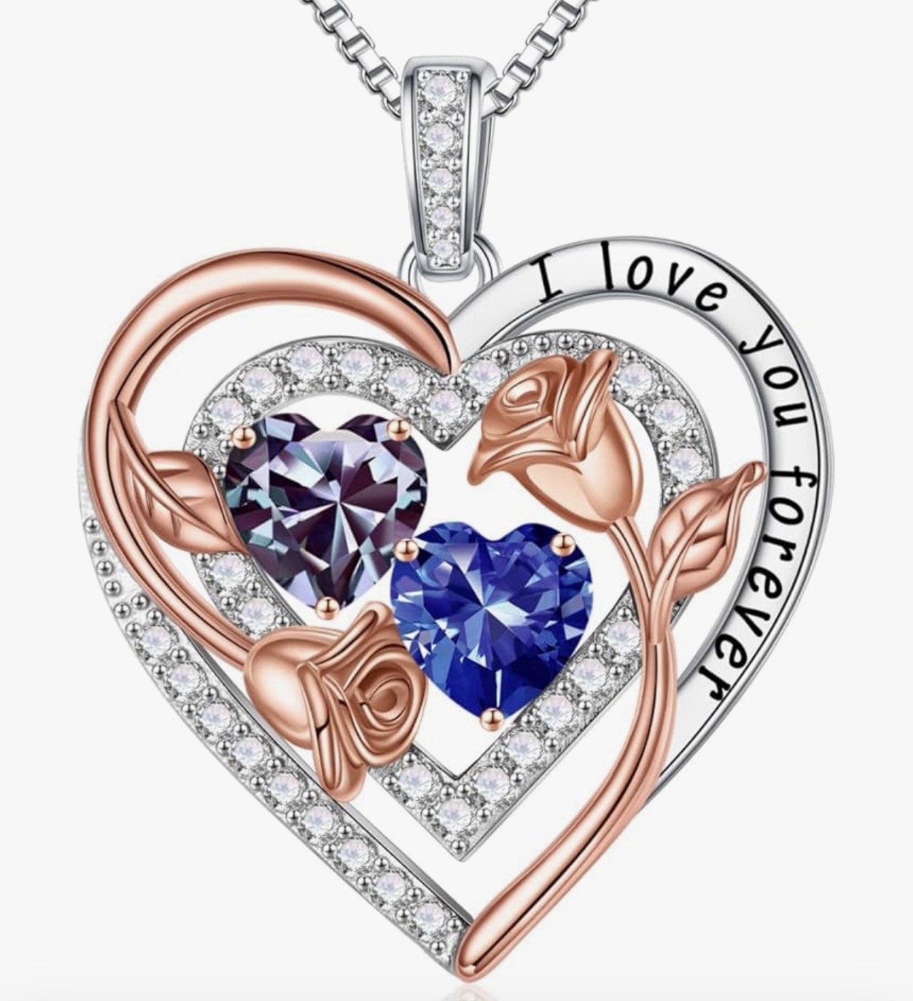 Iefil Jewelry S925 Sterling Silver Double Birthstone Necklace June/December