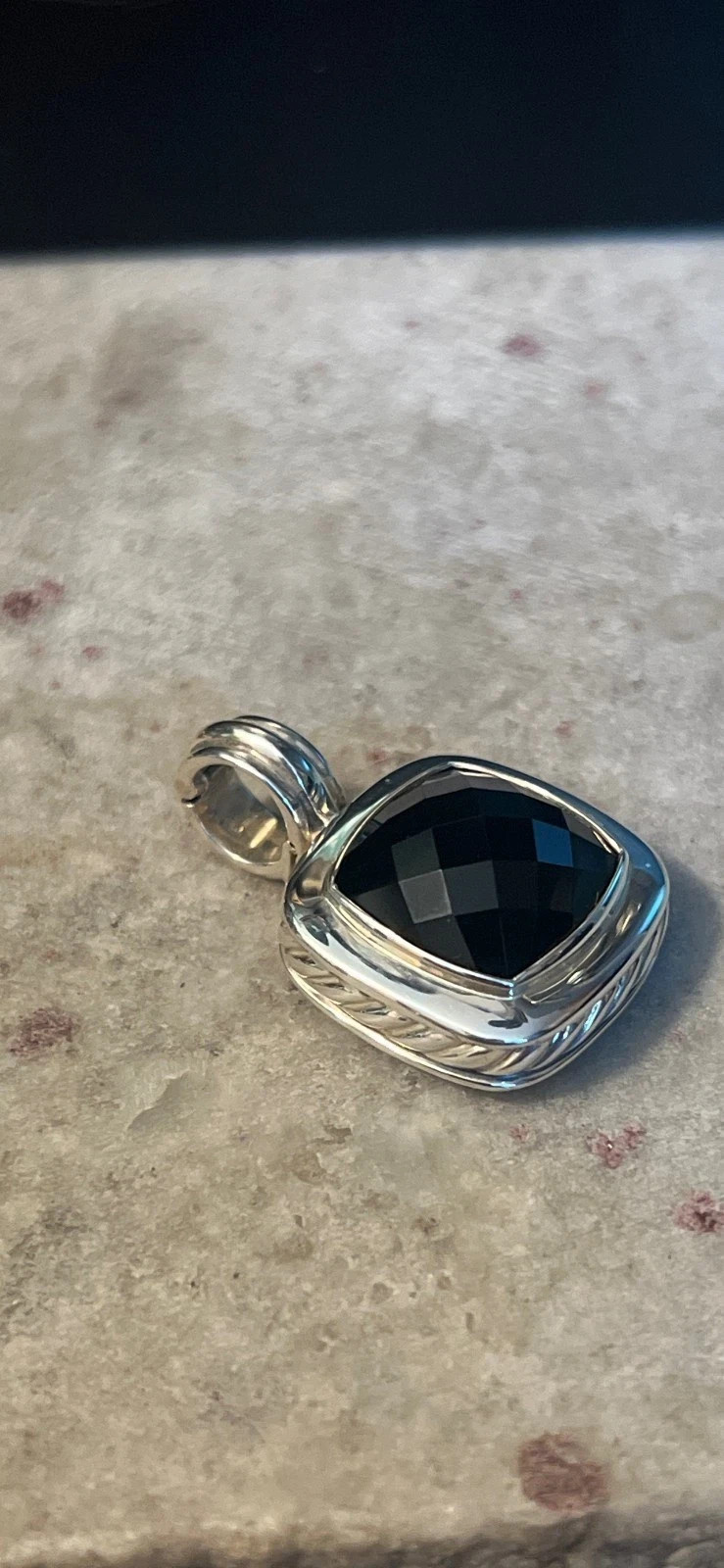 David Yurman Sterling 20 mm with 15mm Black Onyx Albion Pendant