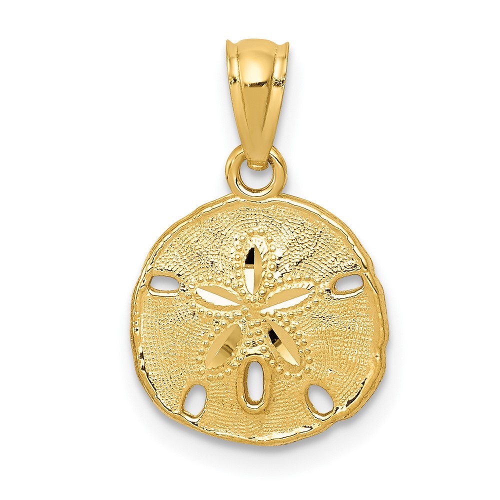 10k Yellow Gold Polished & Textured Sand Dollar Pendant 0.62gm