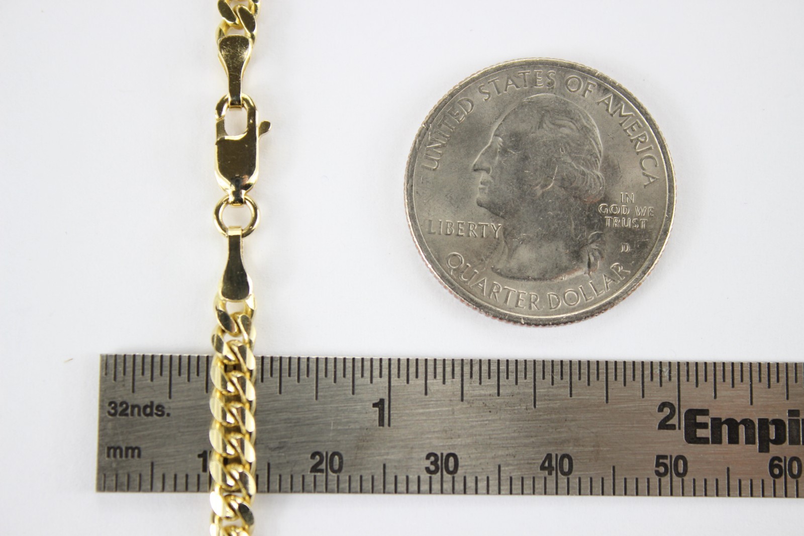 18K Solid Yellow Gold Miami Cuban Link Chain Necklace Men 2.5mm-4mm Size 18″~24″