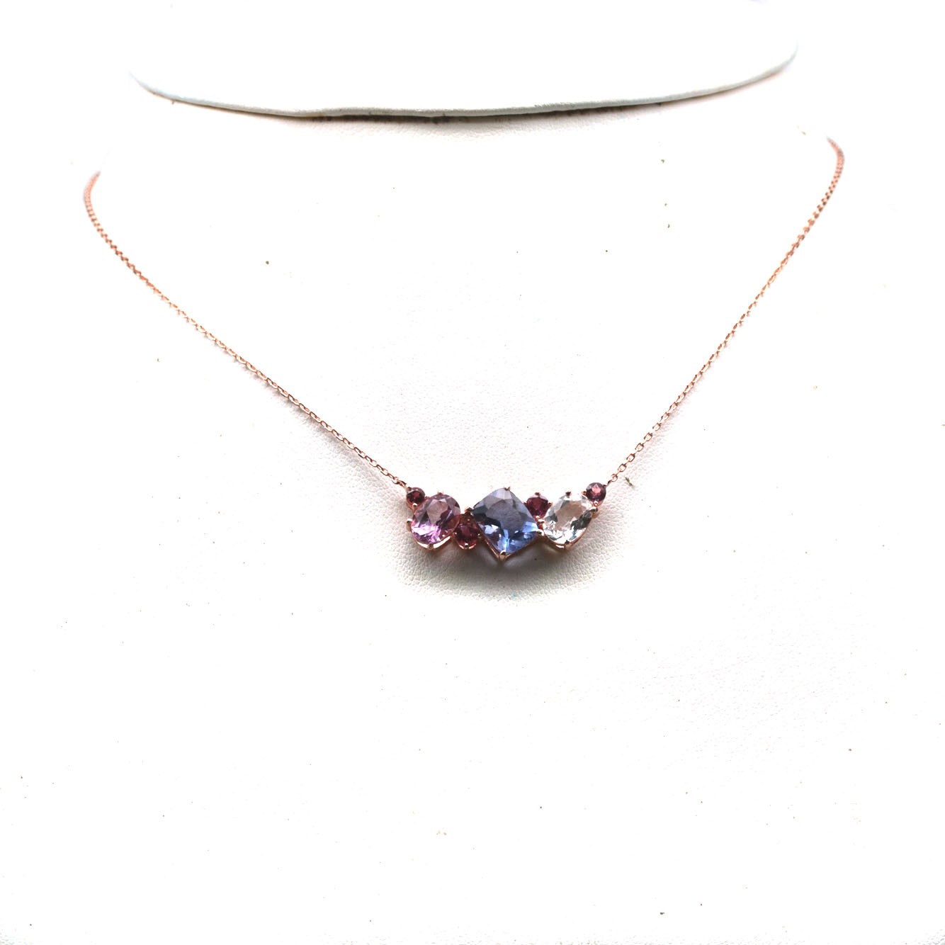 925 Silver Handmade Color Change Fluorite & Topaz Necklace 18.0 In.