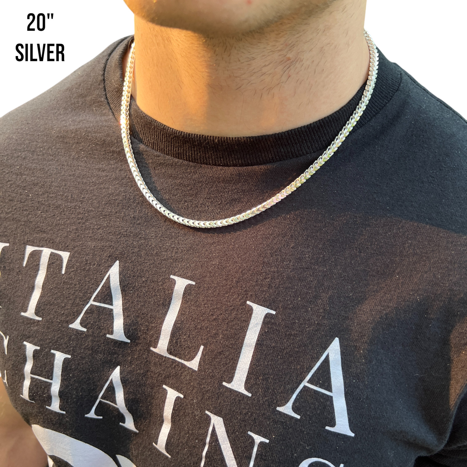 4mm Franco Chain Necklace – Real Solid 925 Sterling Silver Or 14k Gold Vermeil