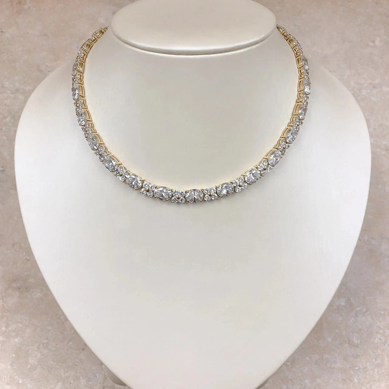 10Ct Round Cut Lab Created Diamond Women Tennis Necklace 14K Yellow Gold Plated