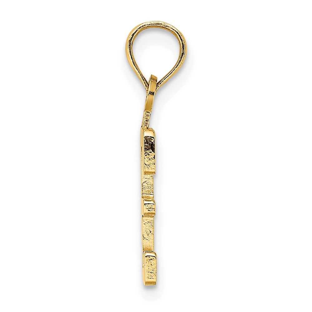 10k Yellow Gold Number 3 Block Charm Pendant 0.44gm L-0.51 Inch, W-0.17 Inch