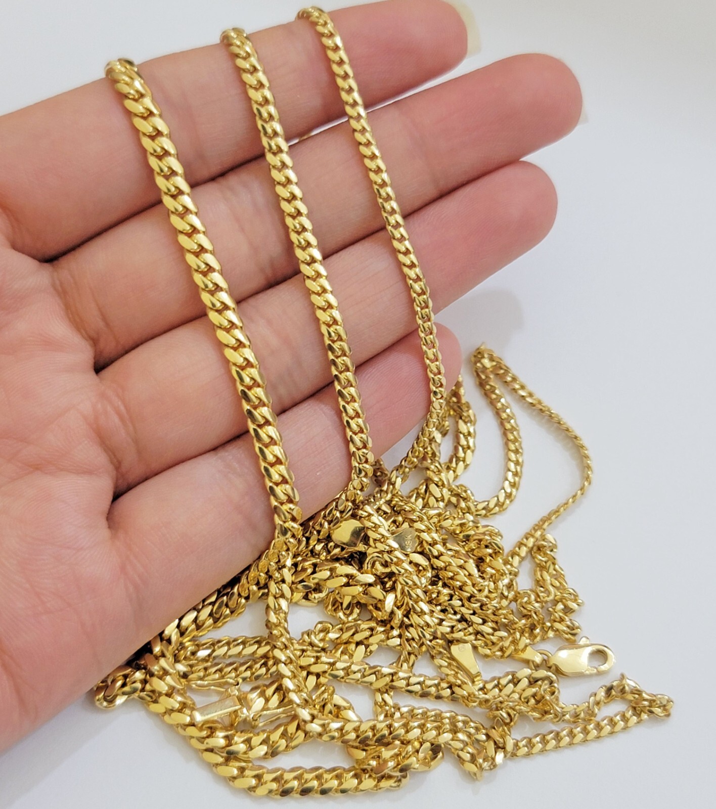 Solid 18k Gold Chain Necklace Miami Cuban Link 2.5mm-4mm 18″-26 Inch Real 18kt
