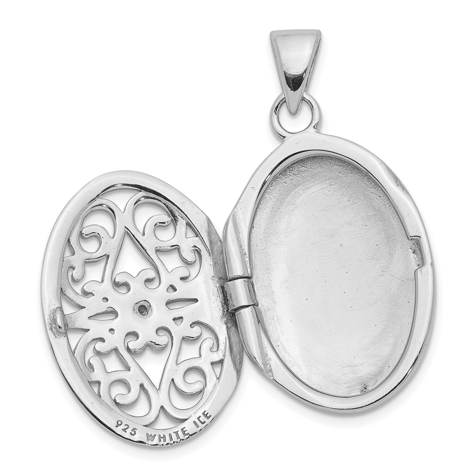 Silver Diamond Accent Filigree Oval 22mm Locket QLS1024